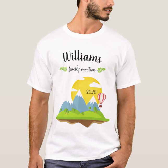 Camiseta Férias Familiares Montanhosas Correspondendo ao So (Frente)