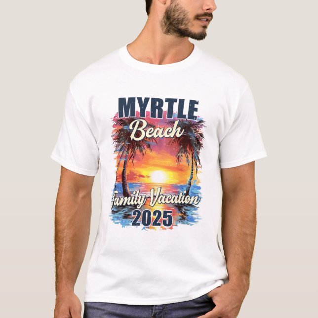 Camiseta Férias Familiares Myrtle Beach 2025 Summer Trip Ma (Frente)