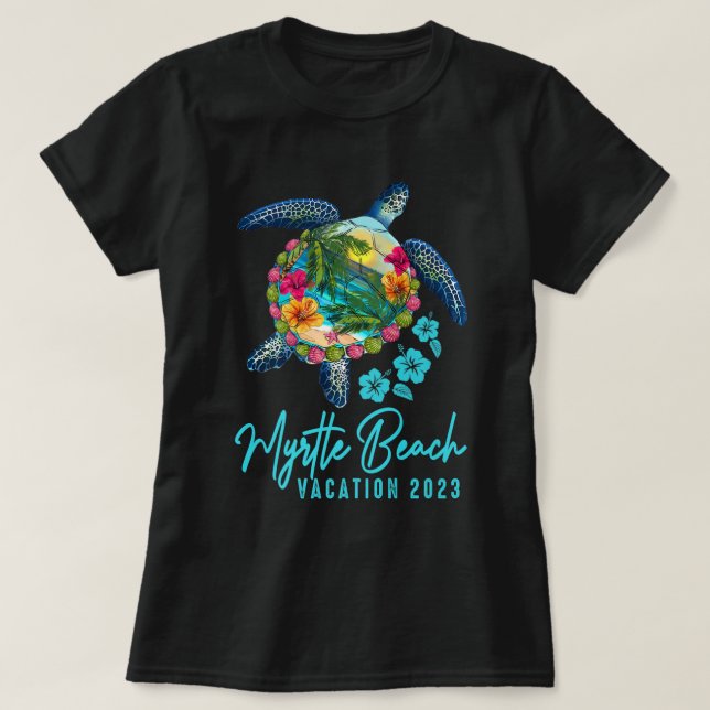 Camiseta Férias Familiares Myrtle Beach Sea Turtle Carolina (Frente do Design)