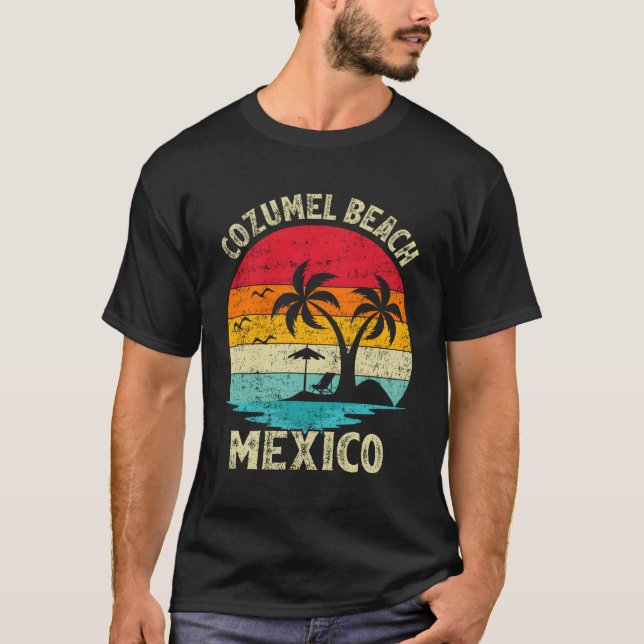 Camiseta Férias Familiares Praia de Cozumel no México (Frente)