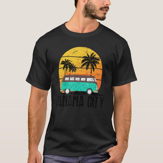 Camiseta Férias Familiares Retro Summer Vibes Sunset Beach  (Frente)