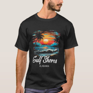 Camiseta Férias Familiares Retro Sunset Alabama Golfo Loari