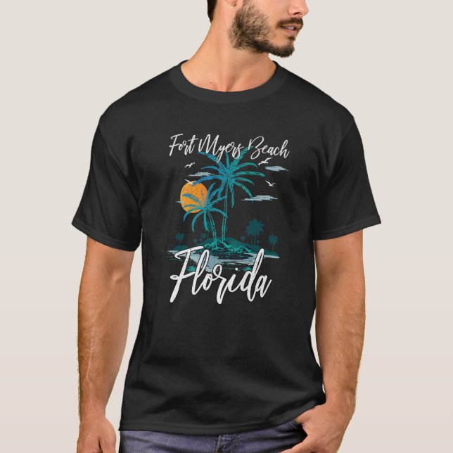 Camiseta Férias Familiares Retro Sunset Flórida Fort Myers  (Frente)