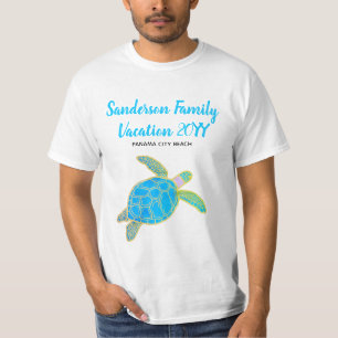Camiseta Férias Familiares Tartaruga-do-mar Azul