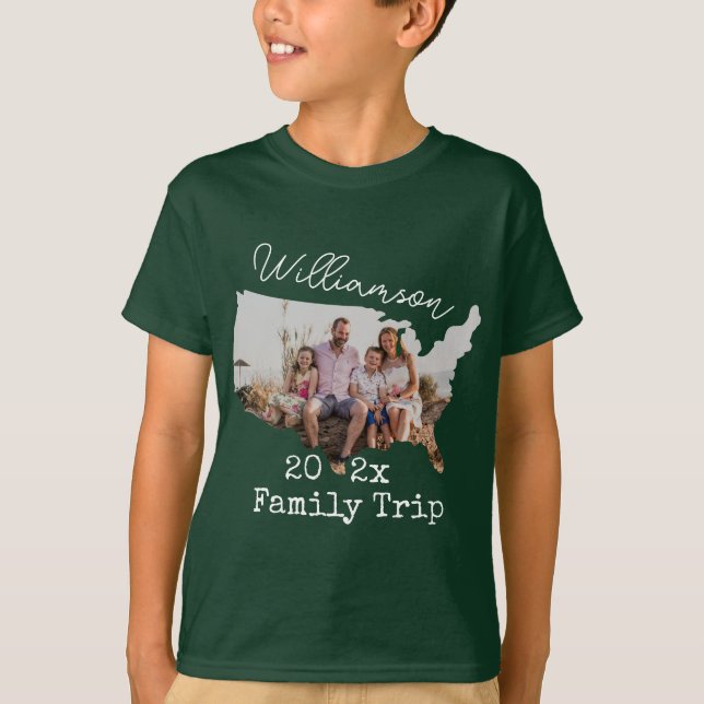 Camiseta Férias Familiares USA RoadTrip Foto Correspondente (Frente)