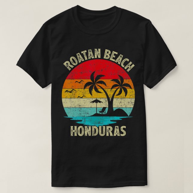 Camiseta Férias Familiares Vintage Retro Honduras Roatan Be (Frente do Design)