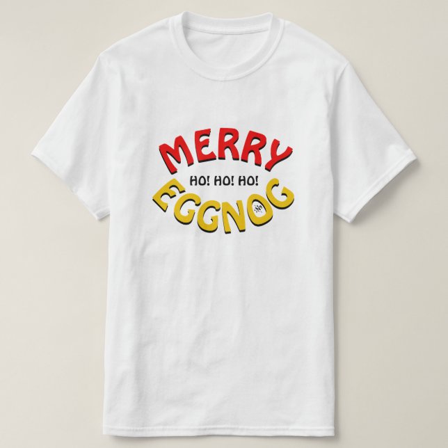 Camiseta Férias Felizes de Eggnog – Piada de Natal com Jogo (Frente do Design)