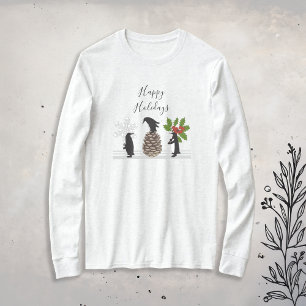 Camiseta Férias Felizes Pinguim Engraçado Natal