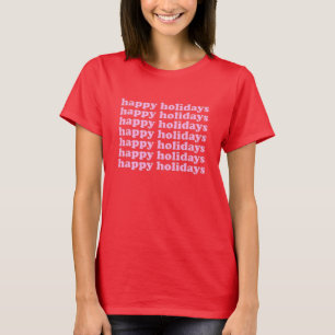 Camiseta Férias Felizes   Tipografia Retro em Rosa