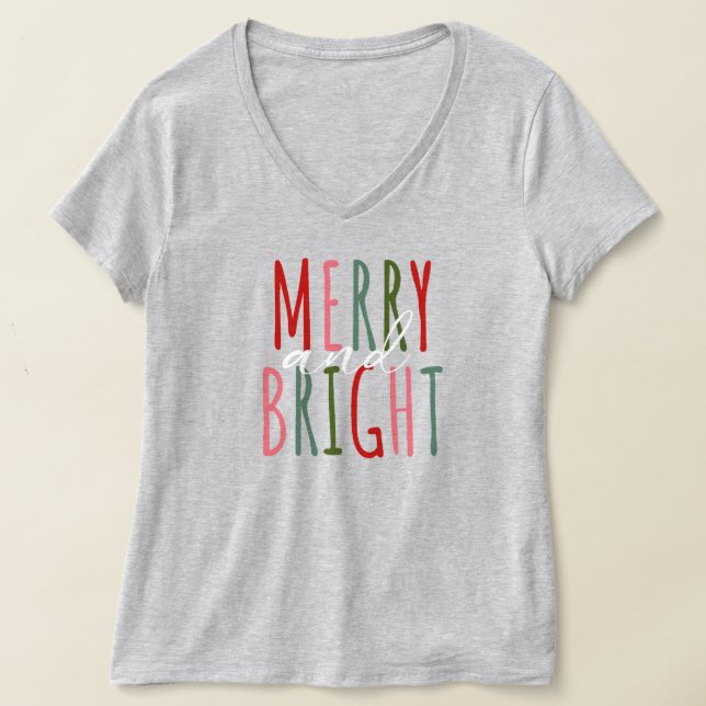 Camiseta Férias Festivas de Natal feliz e Brilhante (Postura )