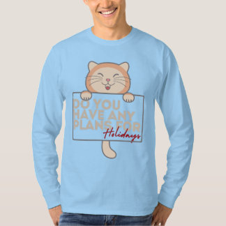 Camiseta Férias masculinas planejam camisola gatinho engraç