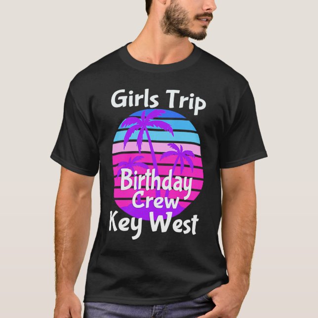 Camiseta Férias Meninas Trip Key West Birthday Squad Objeti (Frente)