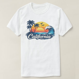 Camiseta Férias na Califórnia Pôr do Sol Fofo Cali 70s Vint
