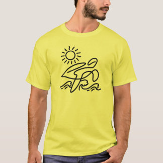 Camiseta Férias na Praia com Tartaruga Marinha Arte Minimal