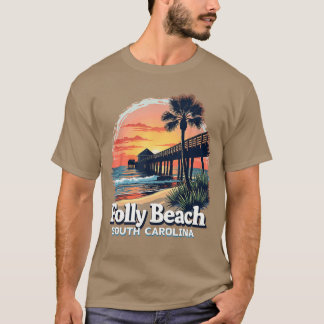 Camiseta Férias na Praia do Pôr do Sol em Folly Beach South