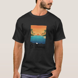 Camiseta Férias na Praia do Pôr do Sol St Thomas Ilhas Virg