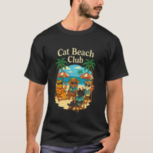 Camiseta Férias na Praia Tropical Gatos Legais Vibração Div