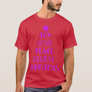 Camiseta Férias Natal Cristão Árvore Alegria Amor Paz Ser