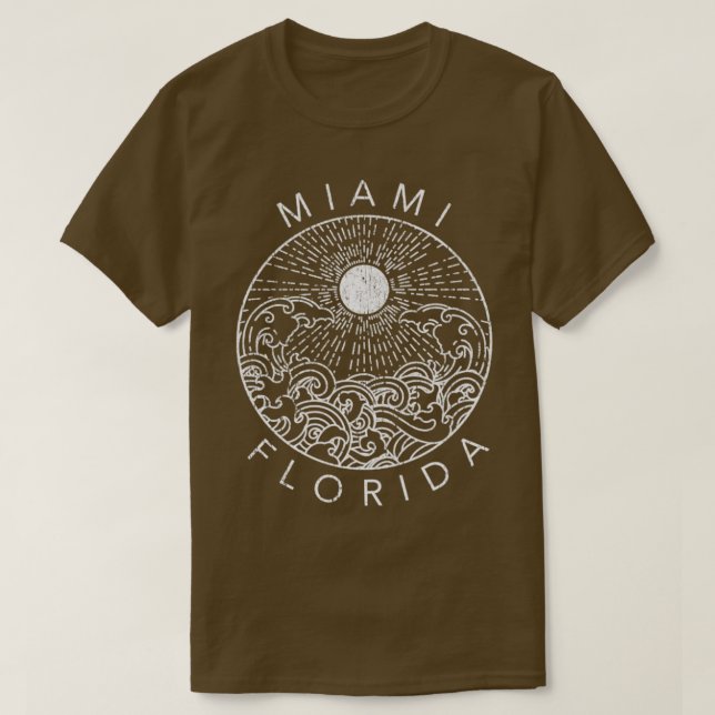 Camiseta Férias Oceano Retro Souvenir na Flórida de Miami B (Frente do Design)