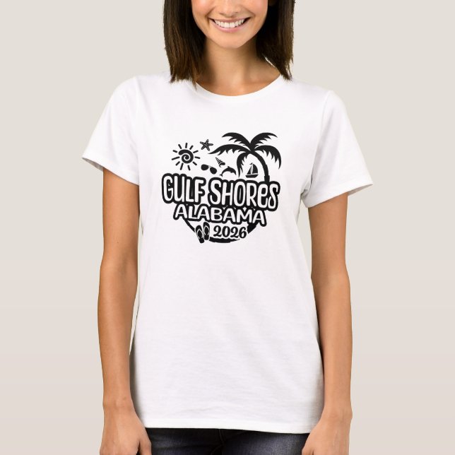 Camiseta Férias ou Viagem para Gulf Shores Alabama 2026 (Frente)