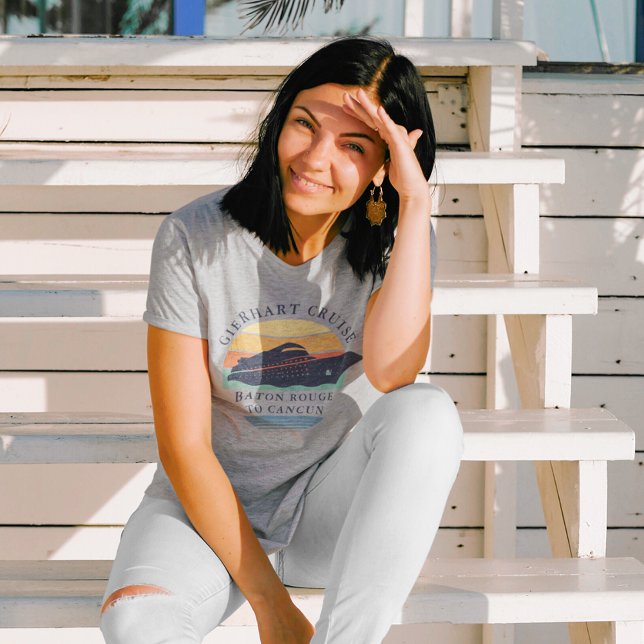 Camiseta Férias Retroativas Correspondentes ao Cruzamento F (Family Cruise Trip Matching Retro Vacation T-Shirt)