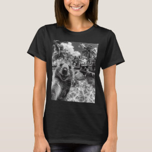 Camiseta Férias selfie piscina quokka animal engraçado verã