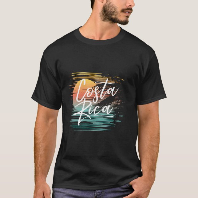 Camiseta Férias Tropicais de Cruzamento de Praia na Costa R (Frente)