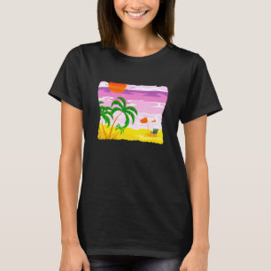 Camiseta Férias Tropicais de Verão Sol Areia Praia Oceano
