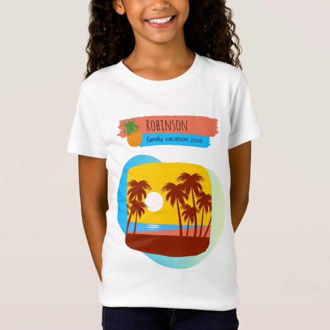 Camiseta Férias Tropicais Familiares Correspondendo ao Souv (Frente)