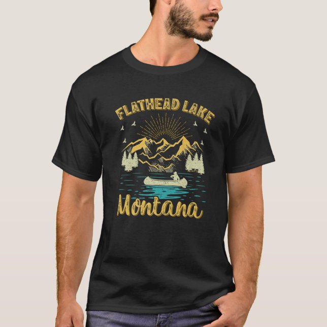 Camiseta Férias Verão Retro Mountain Montana Flathead La (Frente)