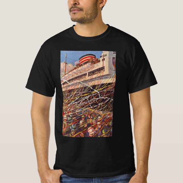 Camiseta Férias Vintage Cruise Ship Férias; Festa Bon Voyag (Frente)