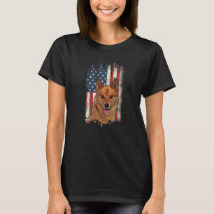 Camiseta Ferida finlandesa Spitz American Flag Patriótico D