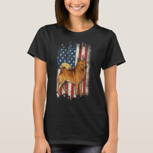 Camiseta Ferida finlandesa Spitz American Flag Patriótico D