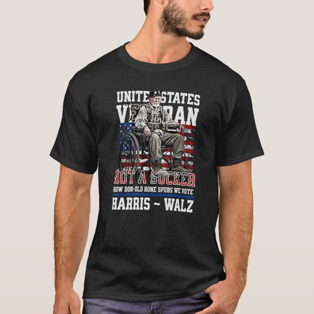 Camiseta Feridos Veteranos Para Harris Walz 2024 (Frente)