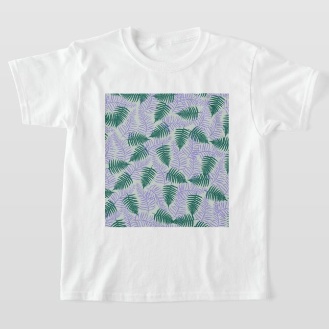 Camiseta Fern roxo verde deixa padrão de flores retrô 70s (Postura )