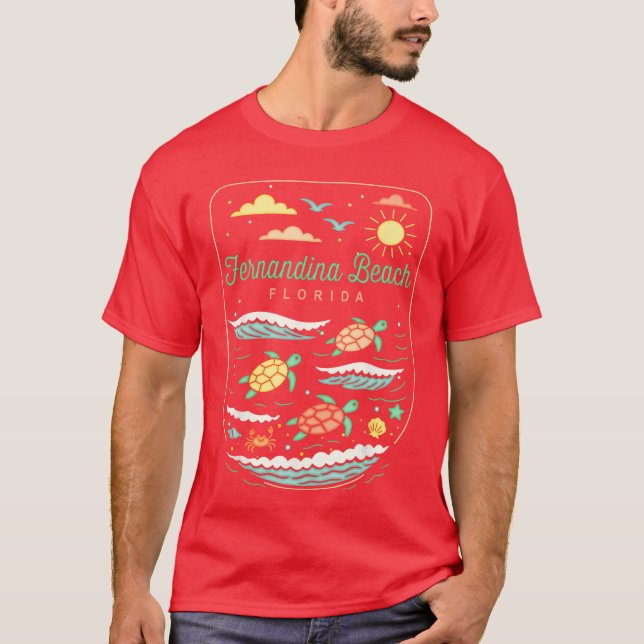 Camiseta Fernandina Beach FL Cute Beach Vacte Sea Turtle (Frente)