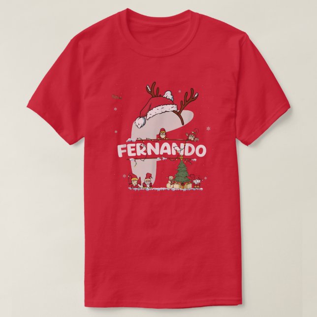 Camiseta Fernando Christmas  w Fernando Name for funny Xmas (Frente do Design)