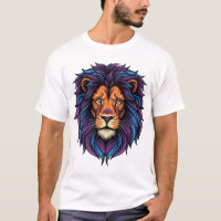 Camiseta Feroz Cabeça de Leão Neon Roxo Azul