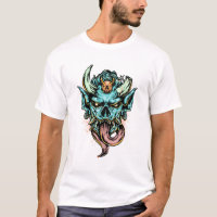 Camiseta Feroz Dragão Máscara Oni Azul