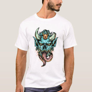 Camiseta Feroz Dragão Máscara Oni Azul