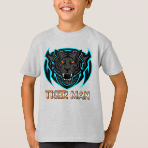 Camiseta Feroz Mascote de Jogos Homem-Tigre para Crianças