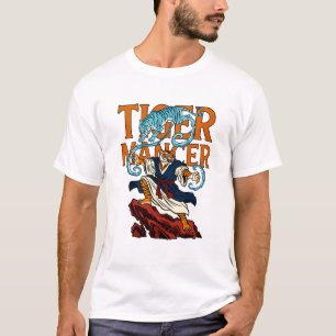 Camiseta Feroz Mestre Manipulador de Tigres Fantasia Asiáti