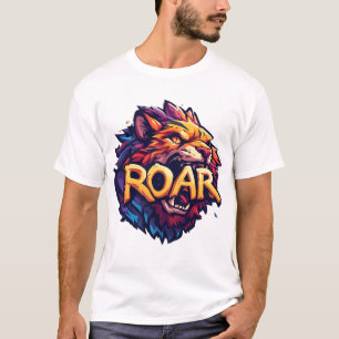 Camiseta Feroz Rugido de Leão Motivacional Arte Colorida da