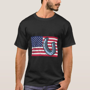 Camiseta Ferradura Arranjando Bandeira Dos Eua Ferradura De