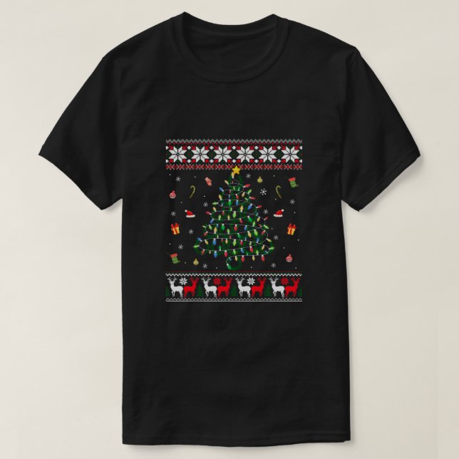 Camiseta Ferradura de Natal Amantes de Cavalo de Árvore Cos (Frente do Design)