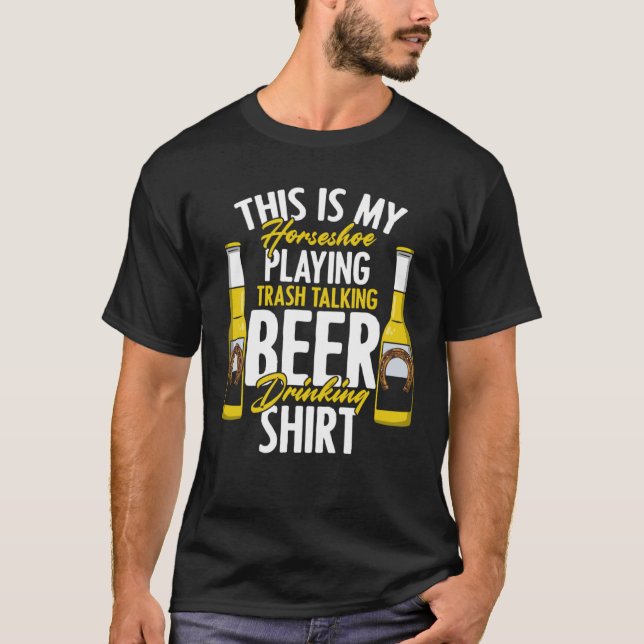 Camiseta Ferradura Jogando Bebendo De Cerveja Corrida De Ca (Frente)