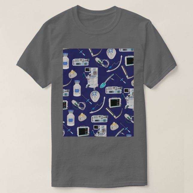 Camiseta Ferramentas de Anestesia AZUL no ESPAÇO Comercial (Frente do Design)
