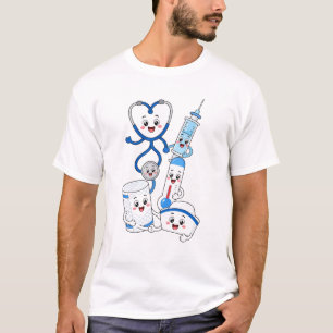 Camiseta Ferramentas de Enfermagem Fofas Amigas, design de