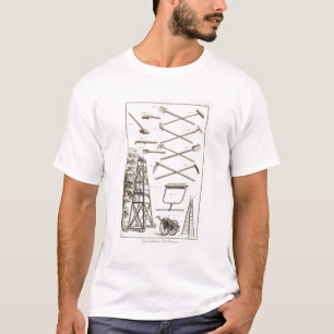 Camiseta Ferramentas de jardinagem e uma plataforma de poda