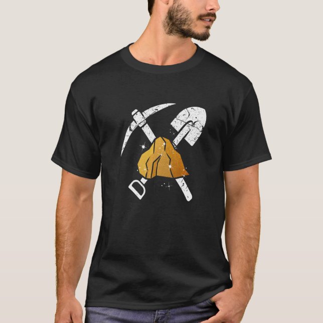 Camiseta Ferramentas de Mineração Dourada de Menores Panela (Frente)